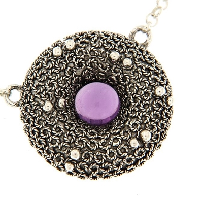 Silver filigree necklace with amethyst