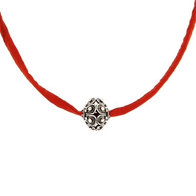 Silk necklace with Sardinian button