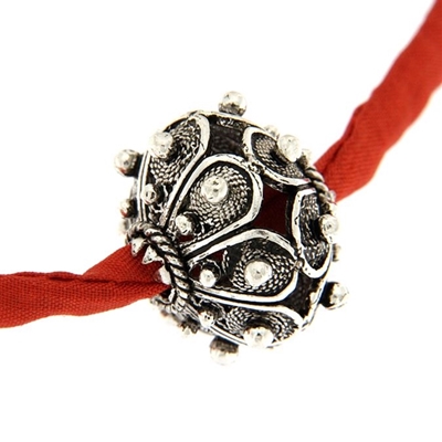 Silk necklace with Sardinian button