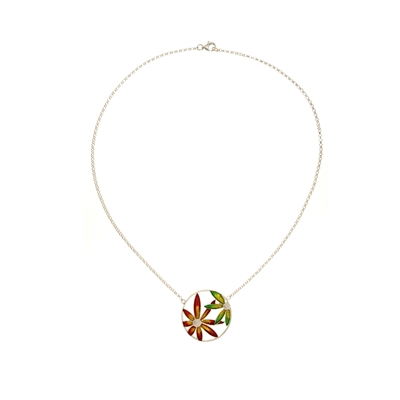Collana in argento con fiori di filigrana smaltati