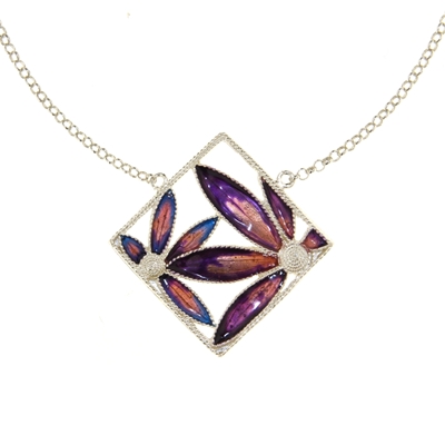 Collana in argento con fiori di filigrana smaltati
