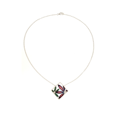 Collana in argento con fiori di filigrana smaltati