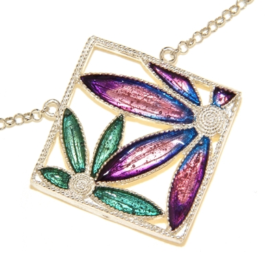 Collana in argento con fiori di filigrana smaltati