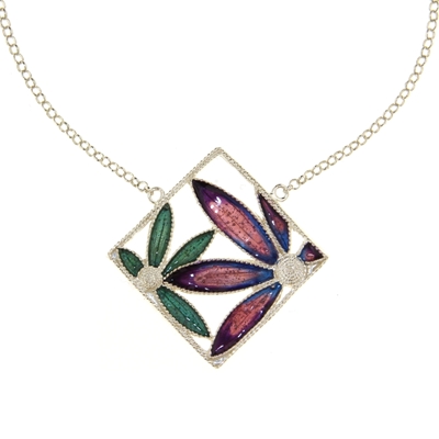 Collana in argento con fiori di filigrana smaltati