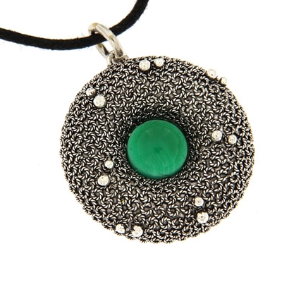 Ciondolo in filigrana d´argento con agata verde