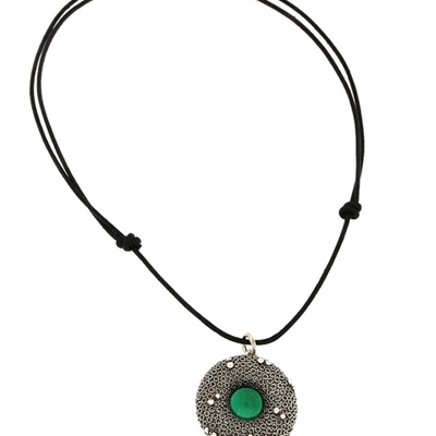 Ciondolo in filigrana d´argento con agata verde