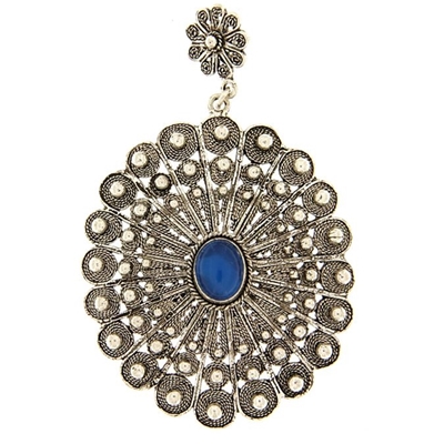 Sardinian button pendant with blue agate