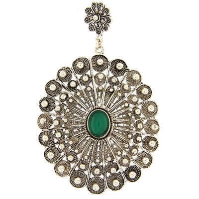 Sardinian button pendant with green agate