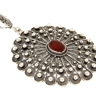 Sardinian button pendant with cornelian agate