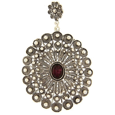 Sardinian button pendant with garnet