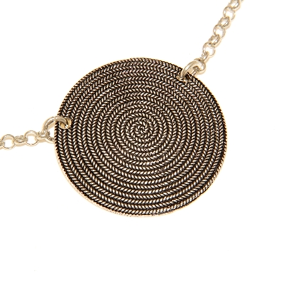 Silver necklace with corbula disc (21mm)