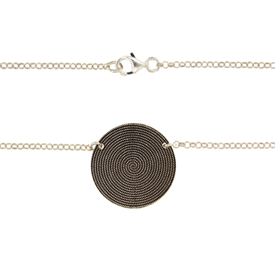 Silver necklace with corbula disc (21mm)
