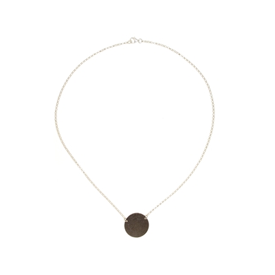 Silver necklace with corbula disc (21mm)