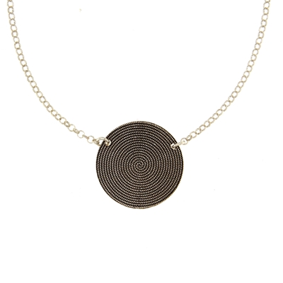 Silver necklace with corbula disc (21mm)