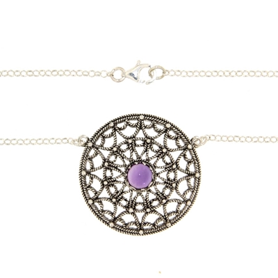 Silver filigree necklace with amethyst