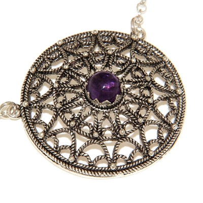 Silver filigree necklace with amethyst
