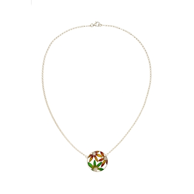 Collana in argento con fiori di filigrana smaltati