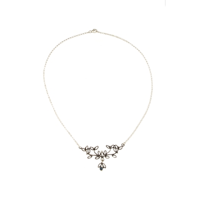 Collana rami di mirto in filigrana d´argento con agata blu