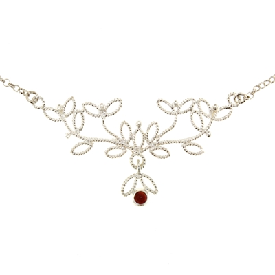 Collana rami di mirto in filigrana d´argento con agata corniola