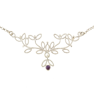 Collana rami di mirto in filigrana d´argento con ametista