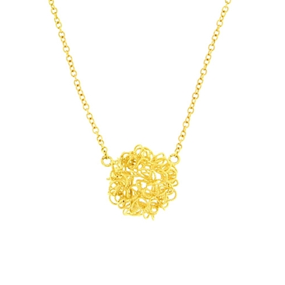 Gold necklace with filigree flock