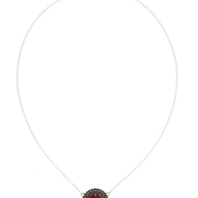 Silver  filigree necklace with brocade.