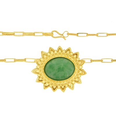 Gold nwcklace with jade