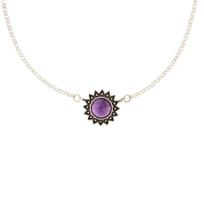 Collana sarda in filigrana Girasole in argento con ametista (15 mm)