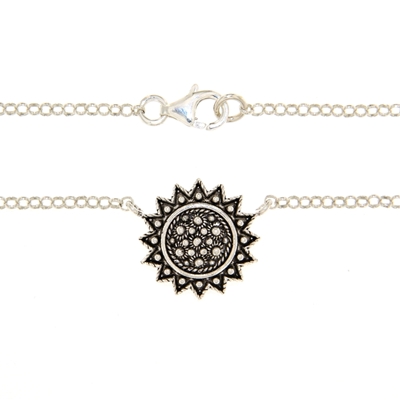 Sardinian silver filigree necklace Sunflower (15 mm)