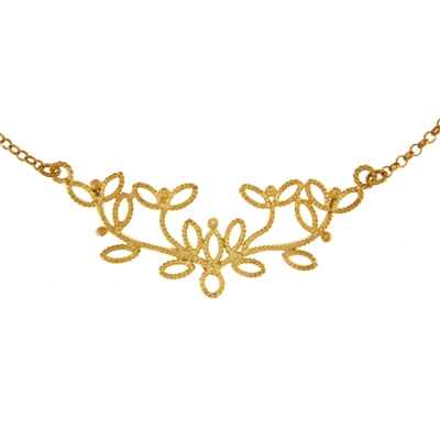 Collana rami di mirto in filigrana d´argento dorato