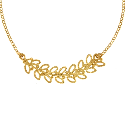 Collana ramo di mirto in filigrana d´argento dorato