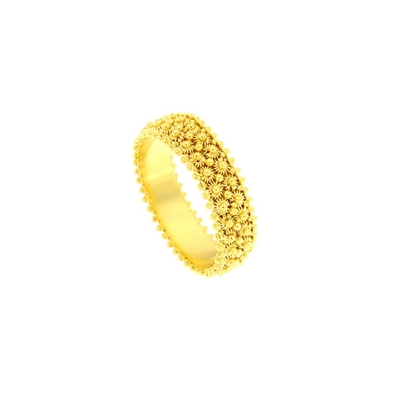 Gold band sardinian wedding ring in sardinian filigree