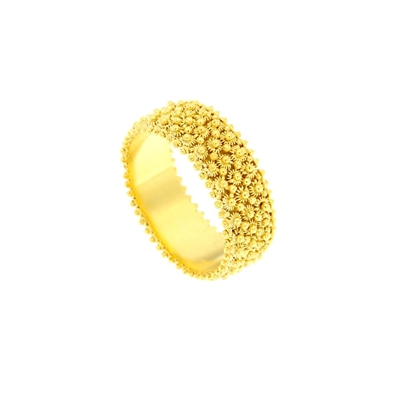 Gold band sardinian wedding ring  in sardinian filigree