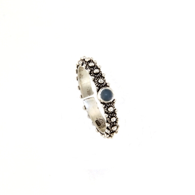 Fede sarda in argento brunito con agata blu