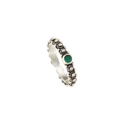 Fede sarda in argento brunito con agata verde