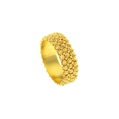 Gold band sardinian wedding ring in sardinian filigree