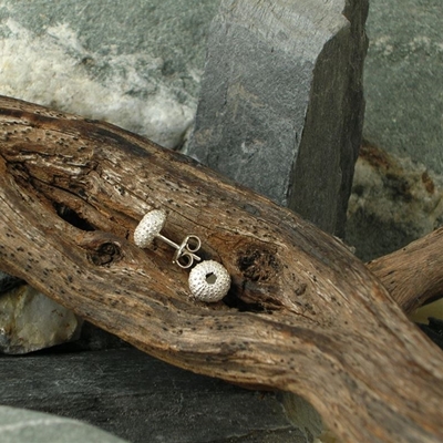 Silver sea urchin-shaped earrings