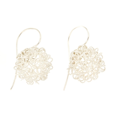 Silver earrings with filigree flocks