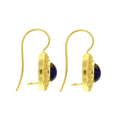 Sardinian gold filigree earrings with lapis lazuli