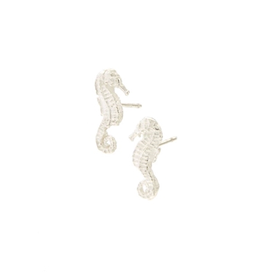 Silver sea horse-shaped earrings