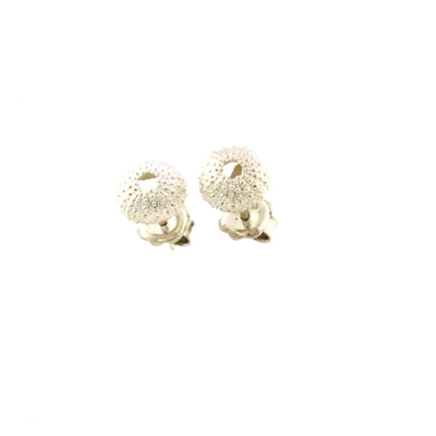 Silver sea urchin-shaped earrings