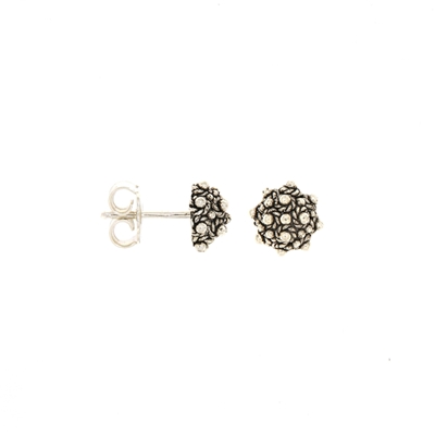 Burnished silver filigree stud earrings (8 mm)