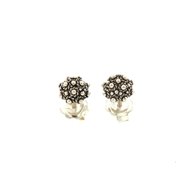 Burnished silver filigree stud earrings (8 mm)