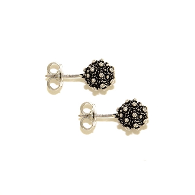 Silver earrings with filigree spheres