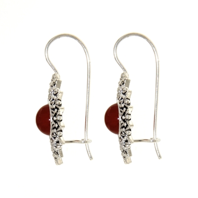 Orecchini d´argento girasole di filigrana con agata corniola (24 mm)