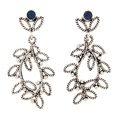 Silver filigree earrings Myrtle with blue agate