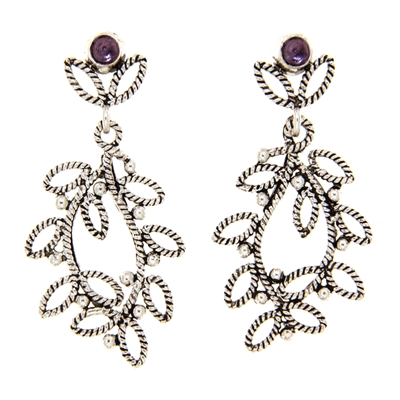 Silver filigree earrings Myrtle with amethyst
