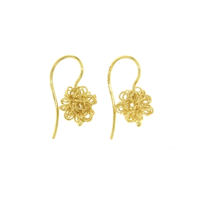 Orecchini con batuffoli in filigrana d´oro (9 mm)