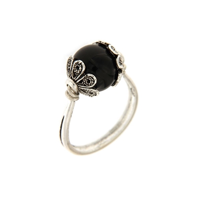 Anello in argento con ´Su coccu´ in onice