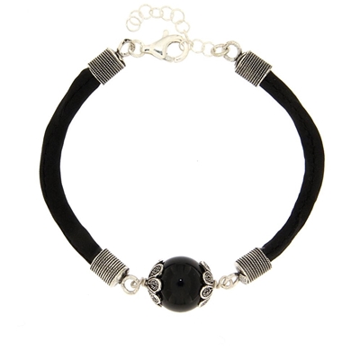 Silk black bracelet with ´Su Coccu´